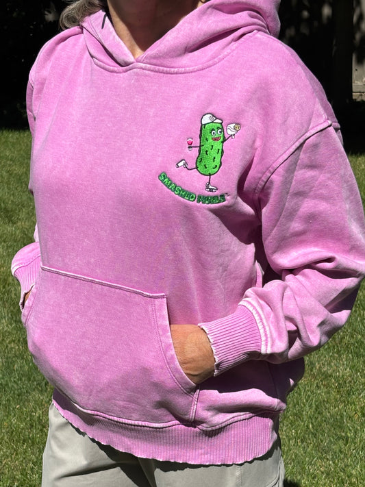 Acid Wash Women's Mauve Kangaroo Pocket Hooded Sweatshirt