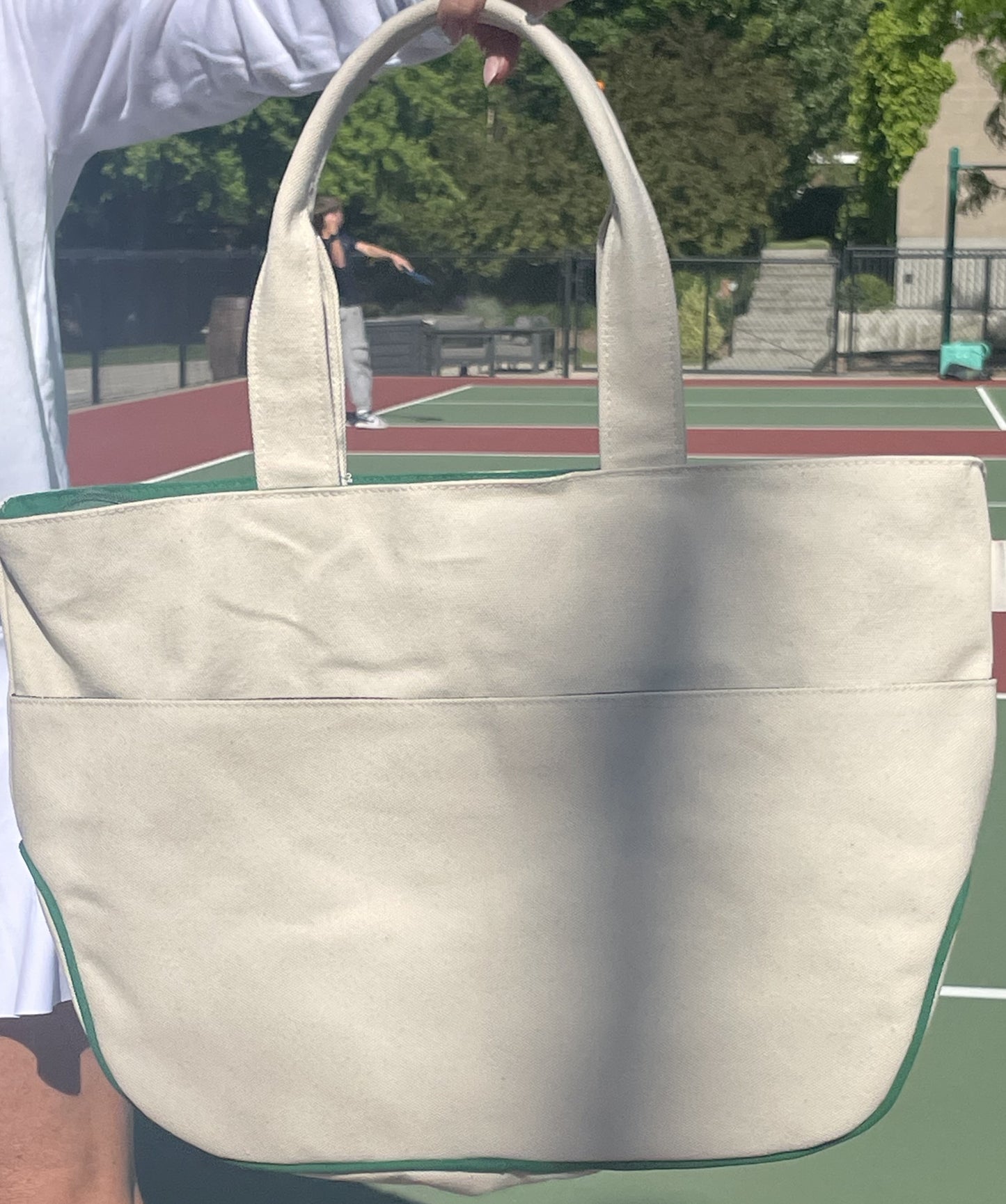 Emerald & Natural Pickleball Bag with Dashing Smashed Pickle with Wine Logo