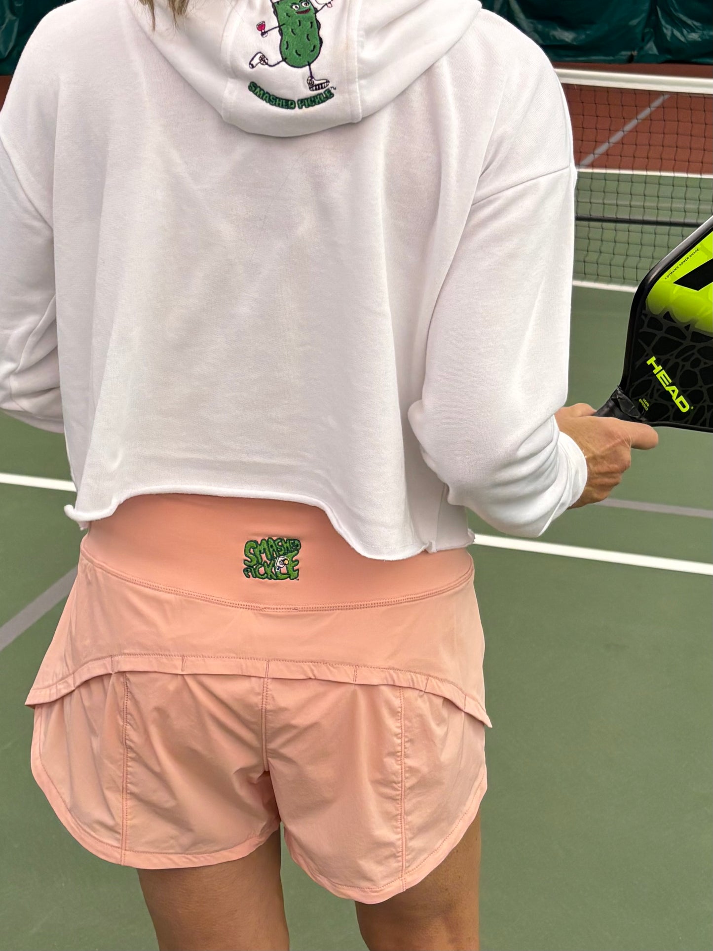 Stretch Woven Flash Pink Color Shorts with Smashed Pickle Logo