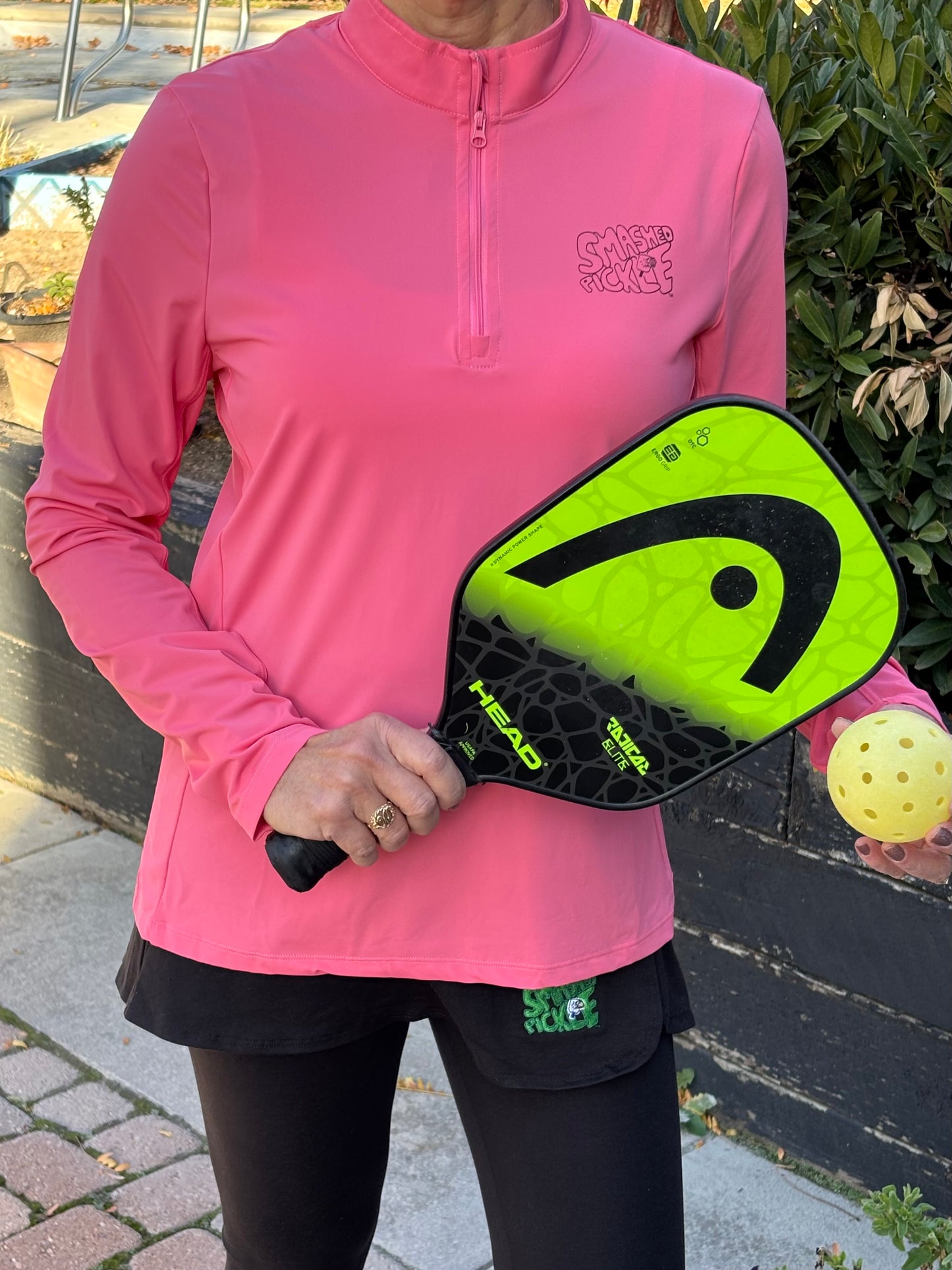 Women's Sun SPF 50 Long Sleeve Shirt with Smashed Pickle Logo with Wine