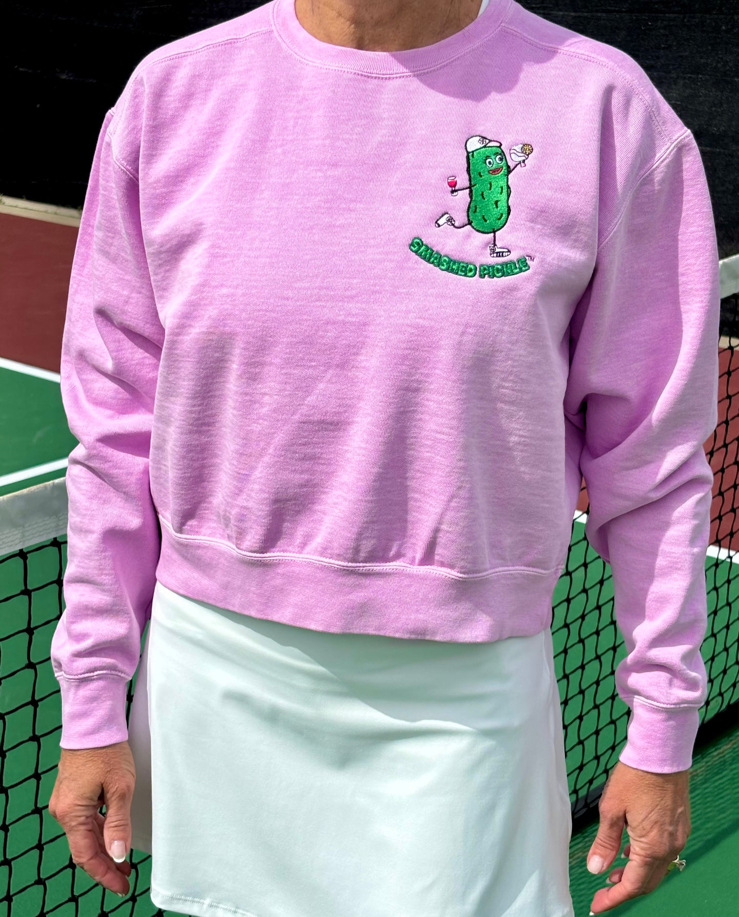 Dyed Rose Quartz Mid Length Crew Sweatshirt with Choice of Logo