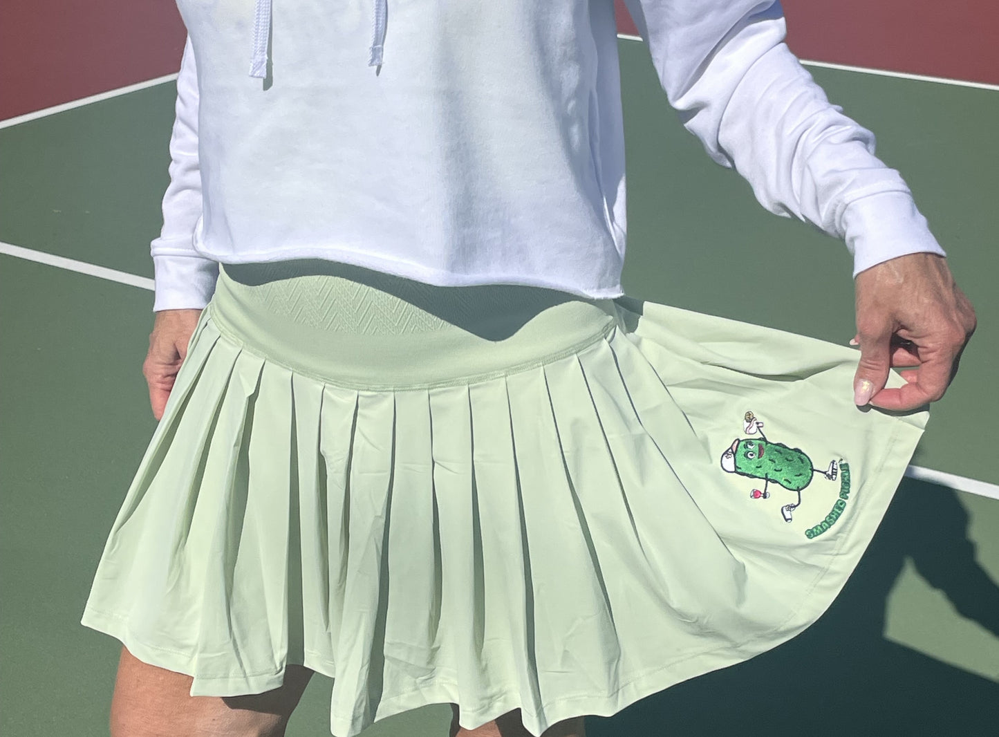 Active Skirt Pleated with Pocketed Shorts w/ Smashed Pickle with Wine Logo Design
