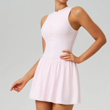 A-Line Elegant Silhouette Pink Flared Dress with Built in Shorts
